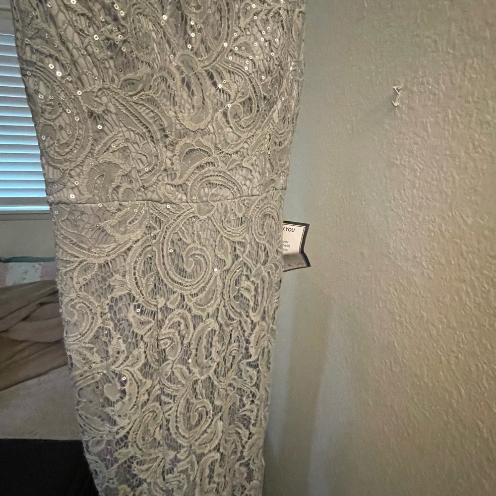 Brand-new gray lace mermaid style prom dress